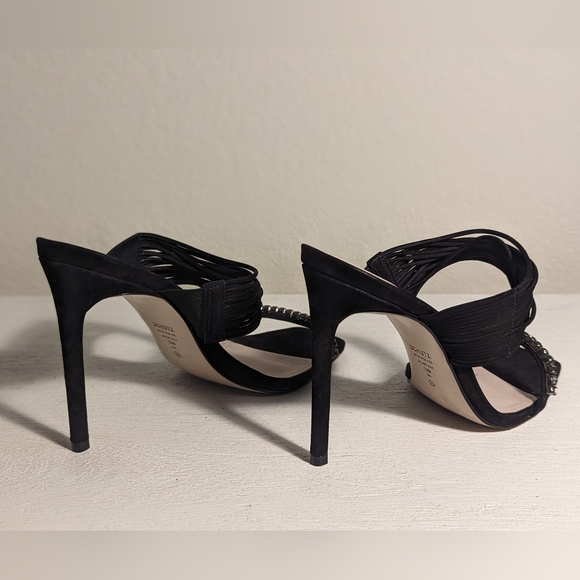 Schutz kimber strappy black suede heels with beading, size 10 - Picture 10 of 12